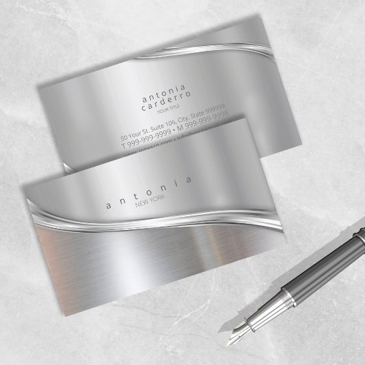 Metal Wave Two-Tone Silver ID806 Visitekaartje