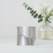 Metal Wave Two-Tone Silver Sq ID806 Vierkante Visitekaartje (Staand voorkant)