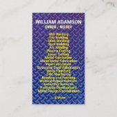 Metal Work Services | Metal Fabrication & Welding Visitekaartje (Achterkant)