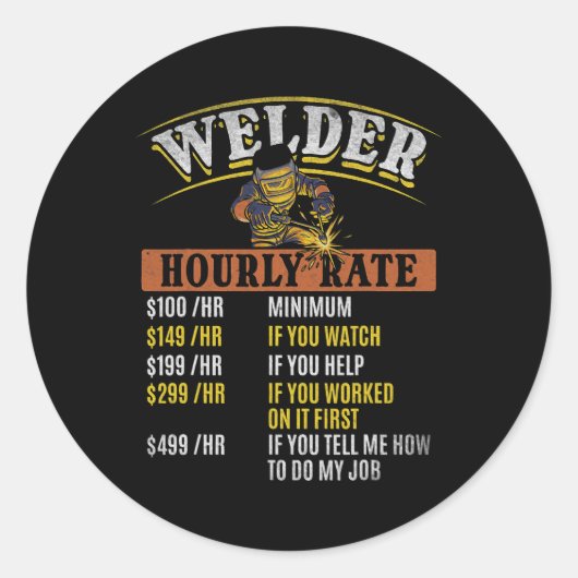 Metal Worker Welding MIG Welder Funny Welder Hourl Ronde Sticker (Voorkant)