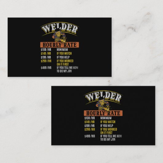Metal Worker Welding MIG Welder Funny Welder Hourl Visitekaartje (Voorkant / Achterkant)
