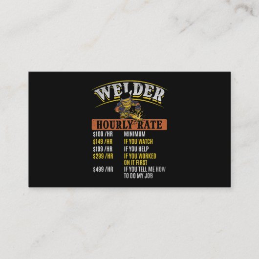 Metal Worker Welding MIG Welder Funny Welder Hourl Visitekaartje (Voorkant)