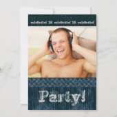 Metal Worn Grunge Denim Birthday Party Kaart (Achterkant)