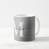 Metal Zilveren Handtekening Monogram Koffiemok (Voorkant rechts)