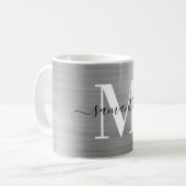 Metal Zilveren Handtekening Monogram Koffiemok (Voorkant links)
