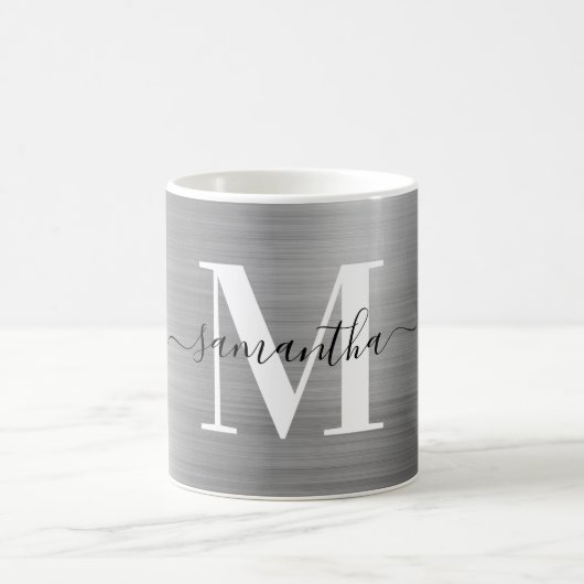 Metal Zilveren Handtekening Monogram Koffiemok (Center)