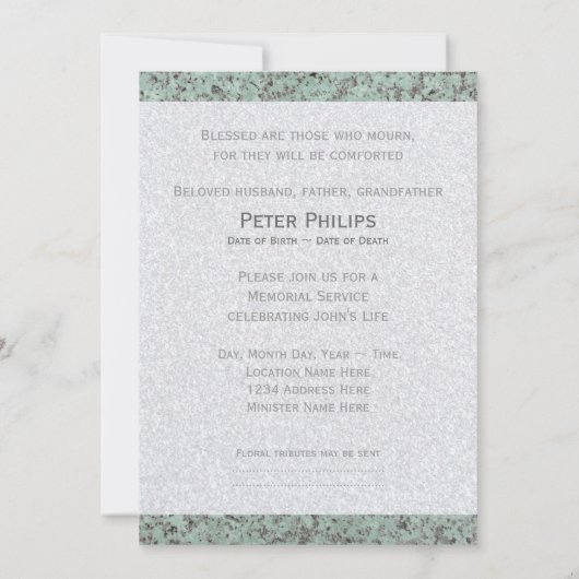 Metale Christelijke Cross Stone 2 Memorial Service Kaart (Achterkant)