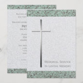 Metale Christelijke Cross Stone 2 Memorial Service Kaart (Voorkant / Achterkant)