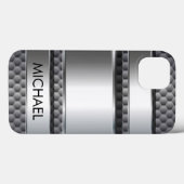 Metalen 3D-look Silver Monogram Case-Mate iPhone Case (Achterkant (horizontaal))