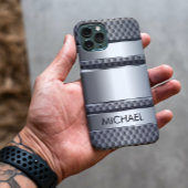 Metalen 3D-look Silver Monogram Case-Mate iPhone Case