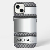 Metalen 3D-look Silver Monogram iPhone Hoesje (Achterkant)