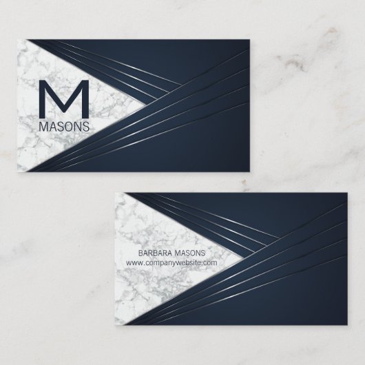 Metalen Abstracte Achtergrond | Witte Marmer Visitekaartje (Voorkant / Achterkant)