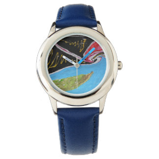 Metalen abstracte horlogedoos lederen puntdoos horloge