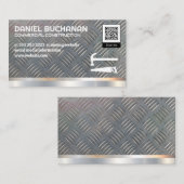 Metalen achtergrond | Hammer Saw | QR-code Visitekaartje (Voorkant / Achterkant)