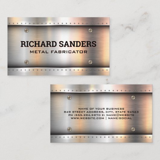 Metalen achtergrond klinknagels en schroeven | ind visitekaartje (Voorkant / Achterkant)