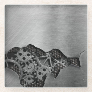 Metalen achtergrond met mechanische schade glazen onderzetter