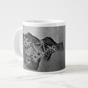 Metalen achtergrond met mechanische schade grote koffiekop