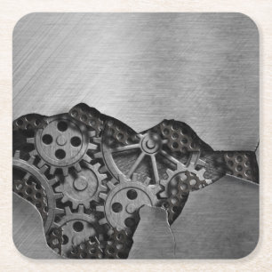 Metalen achtergrond met mechanische schade kartonnen onderzetters