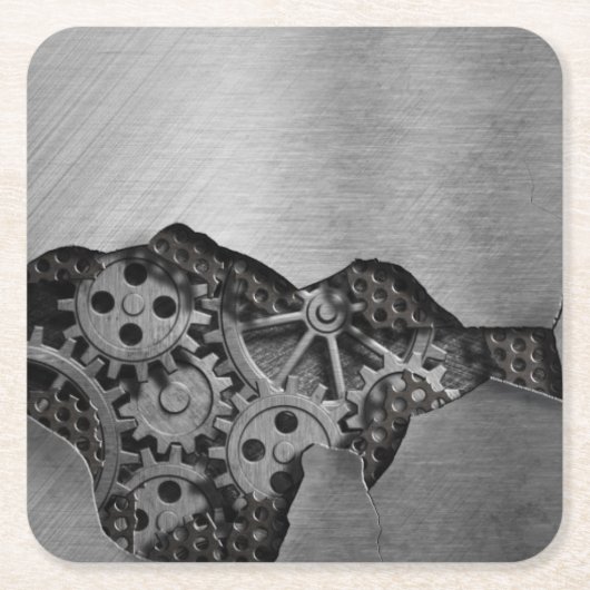 Metalen achtergrond met mechanische schade kartonnen onderzetters (Voorkant)