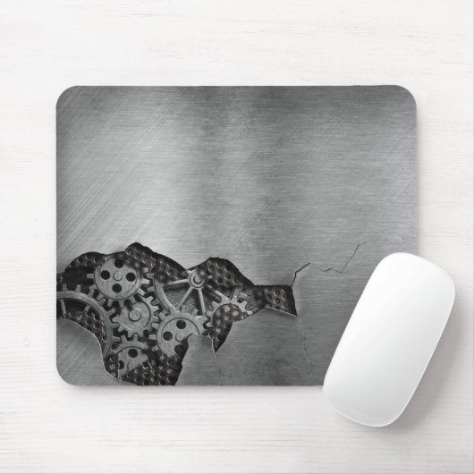 Metalen achtergrond met mechanische schade muismat (Met muis)