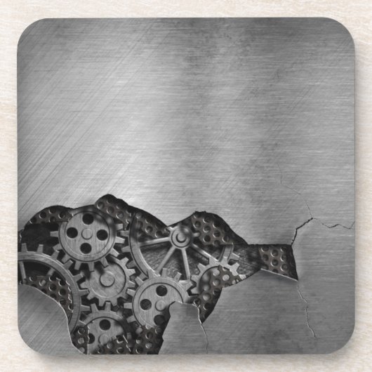 Metalen achtergrond met mechanische schade onderzetter (Voorkant)