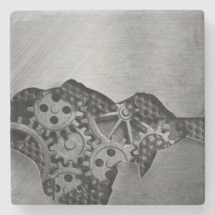 Metalen achtergrond met mechanische schade stenen onderzetter