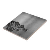 Metalen achtergrond met mechanische schade tegeltje (Zijkant)