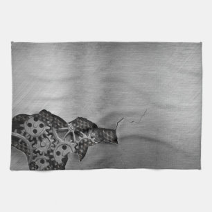 Metalen achtergrond met mechanische schade theedoek