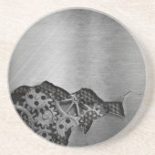 Metalen achtergrond met mechanische schade zandsteen onderzetter (Voorkant)