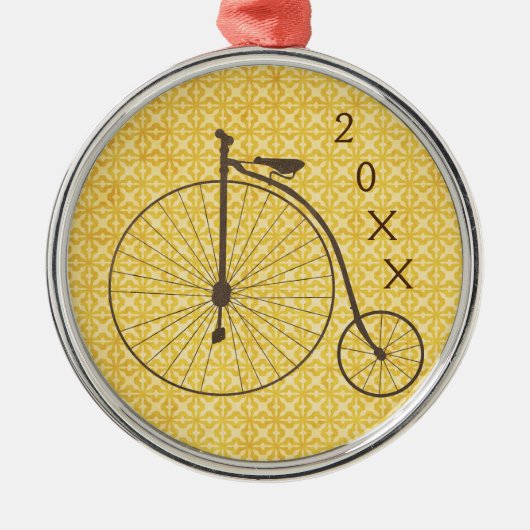  metalen Antiek fiets met hoog wiel Metalen Ornament (Voorkant)