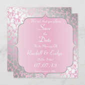 Metalen Baby Roze Save The Date Aankondiging (Voorkant / Achterkant)