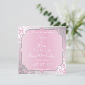 Metalen Baby Roze Save The Date Aankondiging (Staand voorkant)
