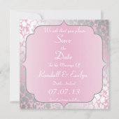Metalen Baby Roze Save The Date Aankondiging (Voorkant)
