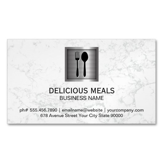 metalen banner | elegant marmer magnetisch visitekaartje (Voorkant)