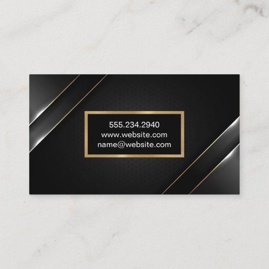 metalen banner | Zwarte achtergrond Visitekaartje (Achterkant)