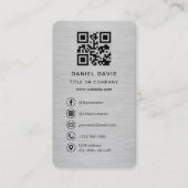 Metalen bedrijfslogo met QR-code Visitekaartje (Voorkant)