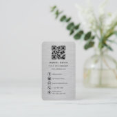 Metalen bedrijfslogo met QR-code Visitekaartje (Staand voorkant)