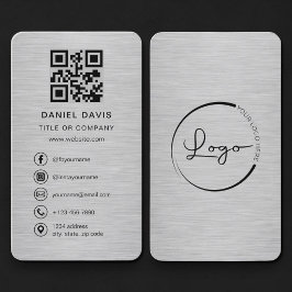 Metalen bedrijfslogo met QR-code Visitekaartje