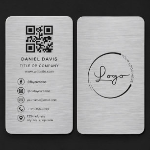 Metalen bedrijfslogo met QR-code Visitekaartje