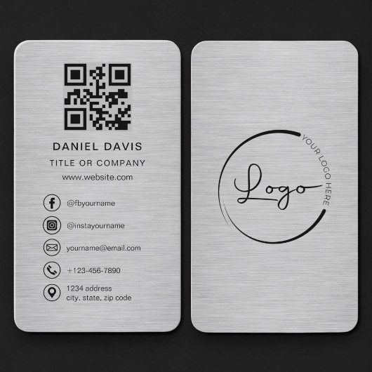 Metalen bedrijfslogo met QR-code Visitekaartje