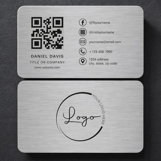 Metalen bedrijfslogo QR-code Visitekaartje