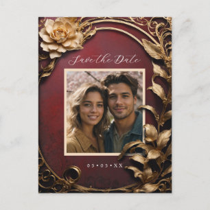 Metalen bloemen foto save the date briefkaart