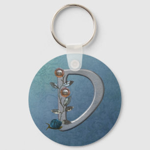 Metalen bloemen Monogram D Sleutelhanger