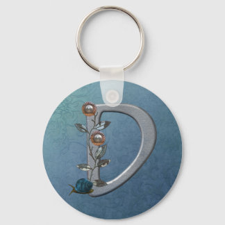 Metalen bloemen Monogram D Sleutelhanger