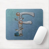 Metalen bloemen Monogram F Muismat (Met muis)