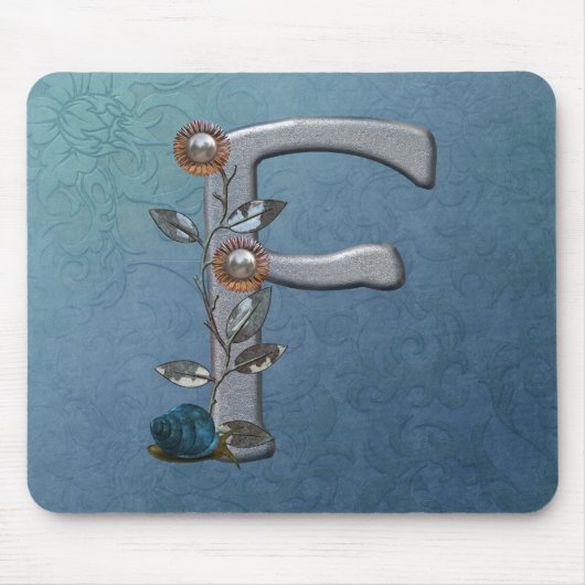 Metalen bloemen Monogram F Muismat (Voorkant)