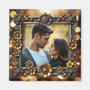 Metalen Bloemen Steampunk Gepersonaliseerde Foto Magneet
