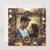 Metalen Bloemen Steampunk Gepersonaliseerde Weddin Kaart (Voorkant)