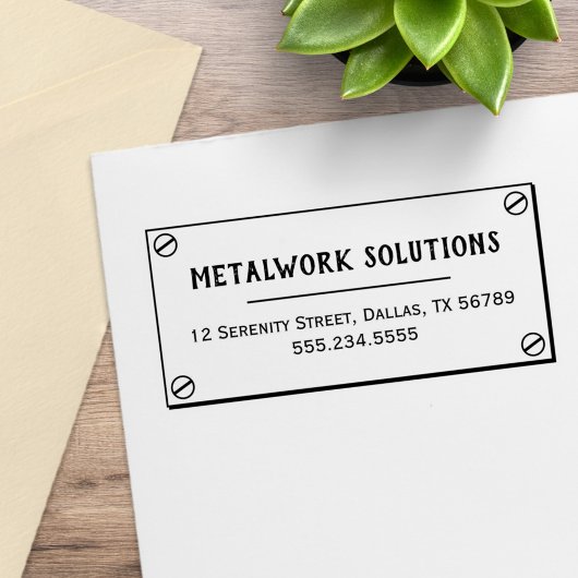 Metalen Bord met Schroeven Zakelijk Adres Rubberstempel
