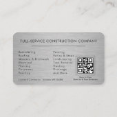 Metalen Bouwconstructie QR Code Zilver Visitekaartje (Achterkant)